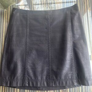 Free People Black Leather Mini Skirt